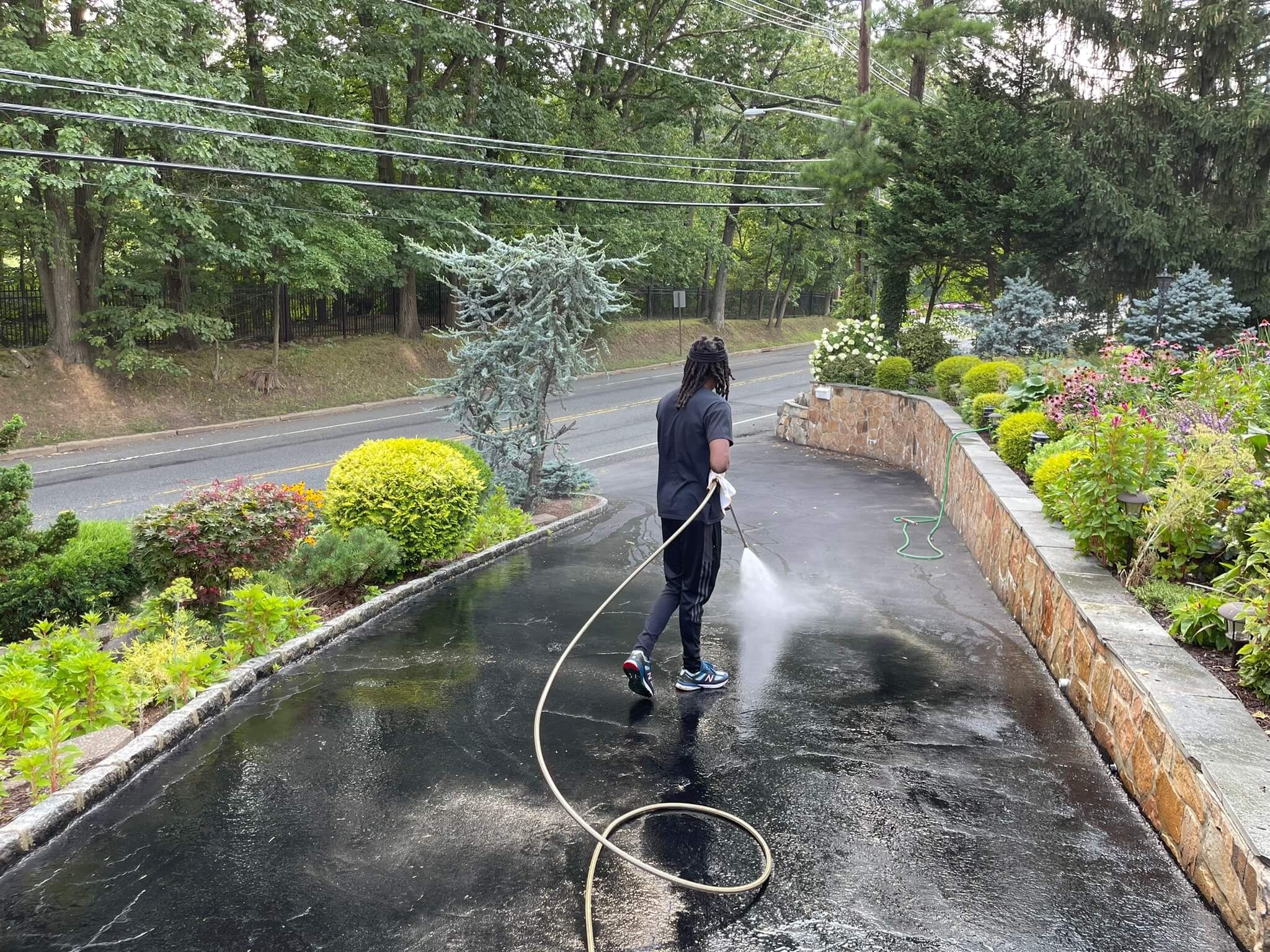 Driveway pressure washing